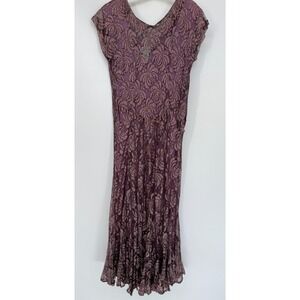 Vintage Jasmine By KVM Women's Purple Floral Lace Beaded Dress Size M (Modern S–